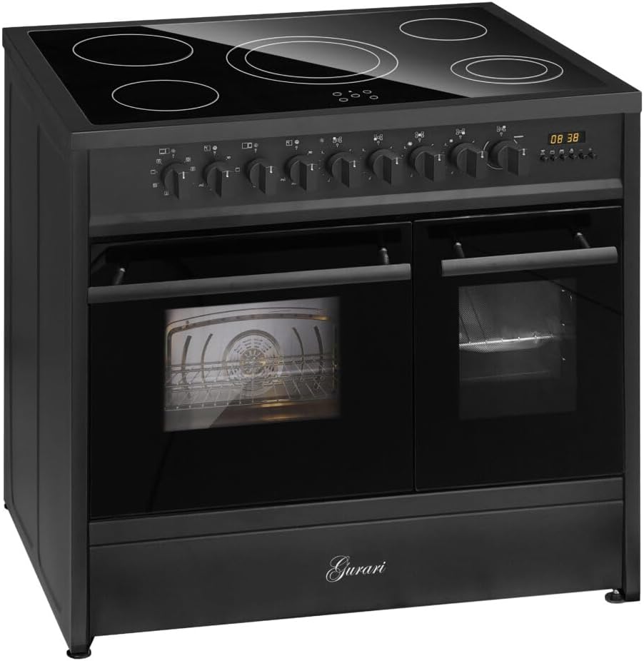 Elektro Standherd GCH E 912 DF BL Glaskeramik Herd 90 cm Schwarz Range Cooker Elektro Doppelbackofen