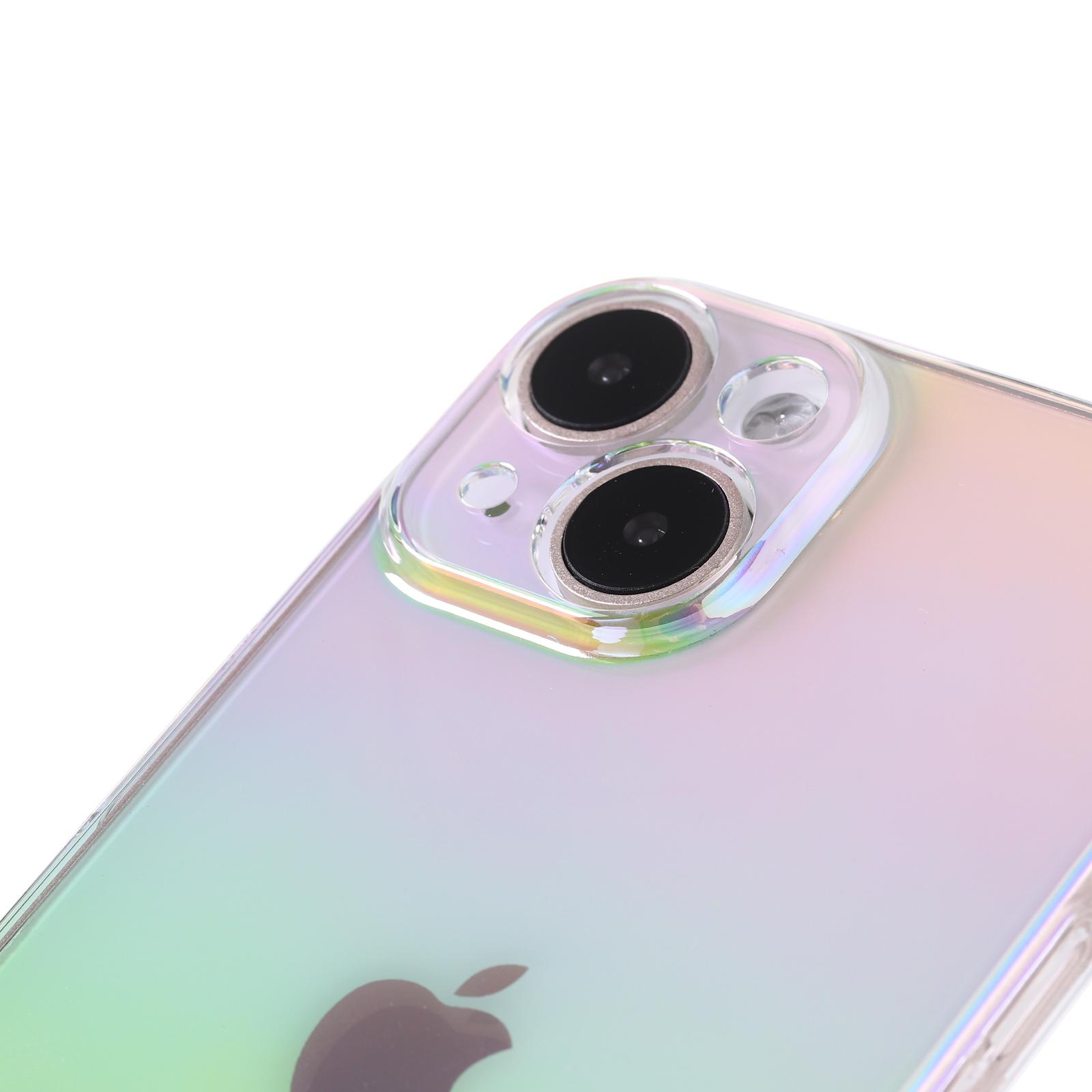 iPhone 14 Hybrid Hülle TPU Bumper Laser Hologramm Design mit Kameraschutz - Transparent