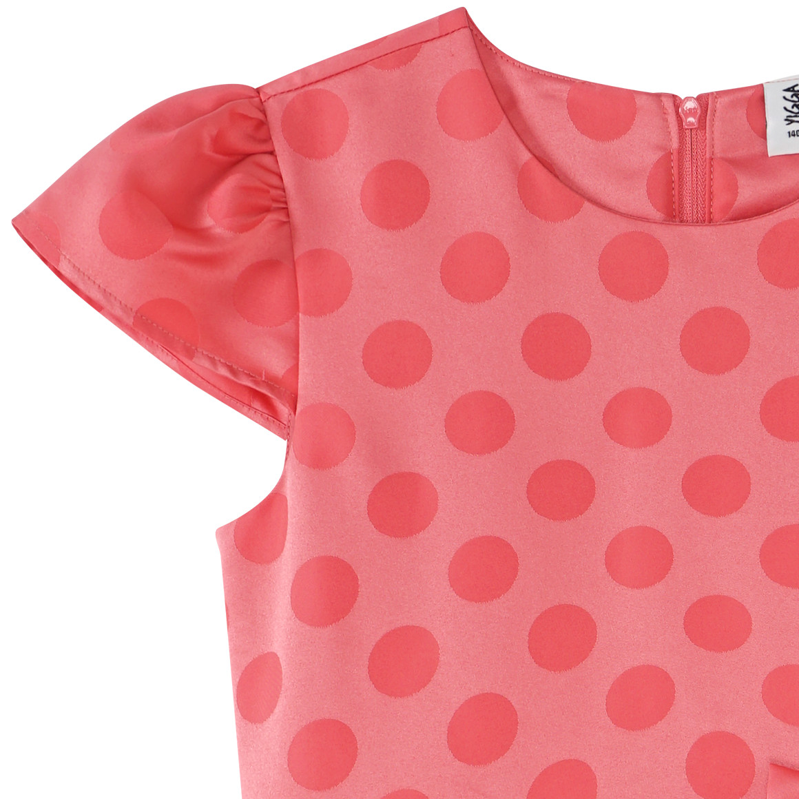 Yigga Festliches Mädchen Kleid mit Punkte-Allover pink