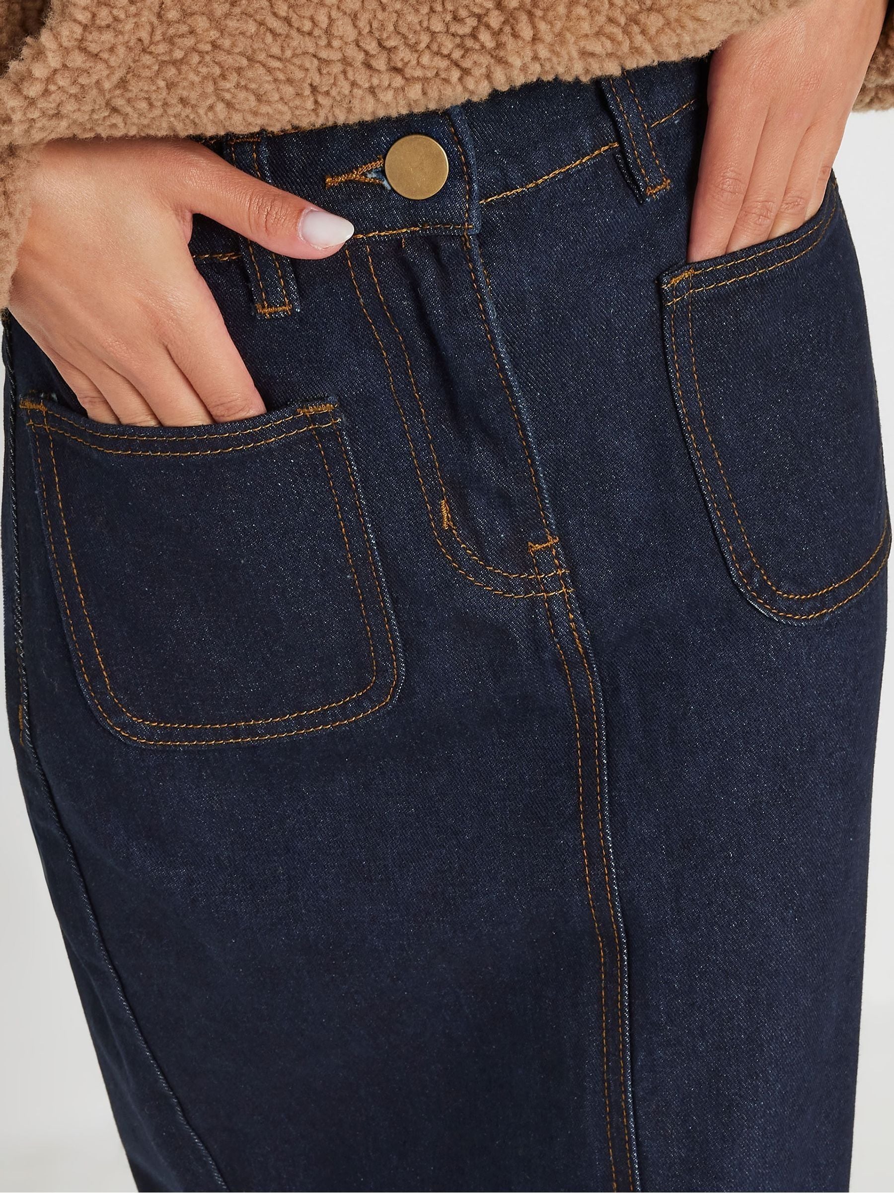 PixieGirl Petite 100% katoenen midirok met opgestikte zakken