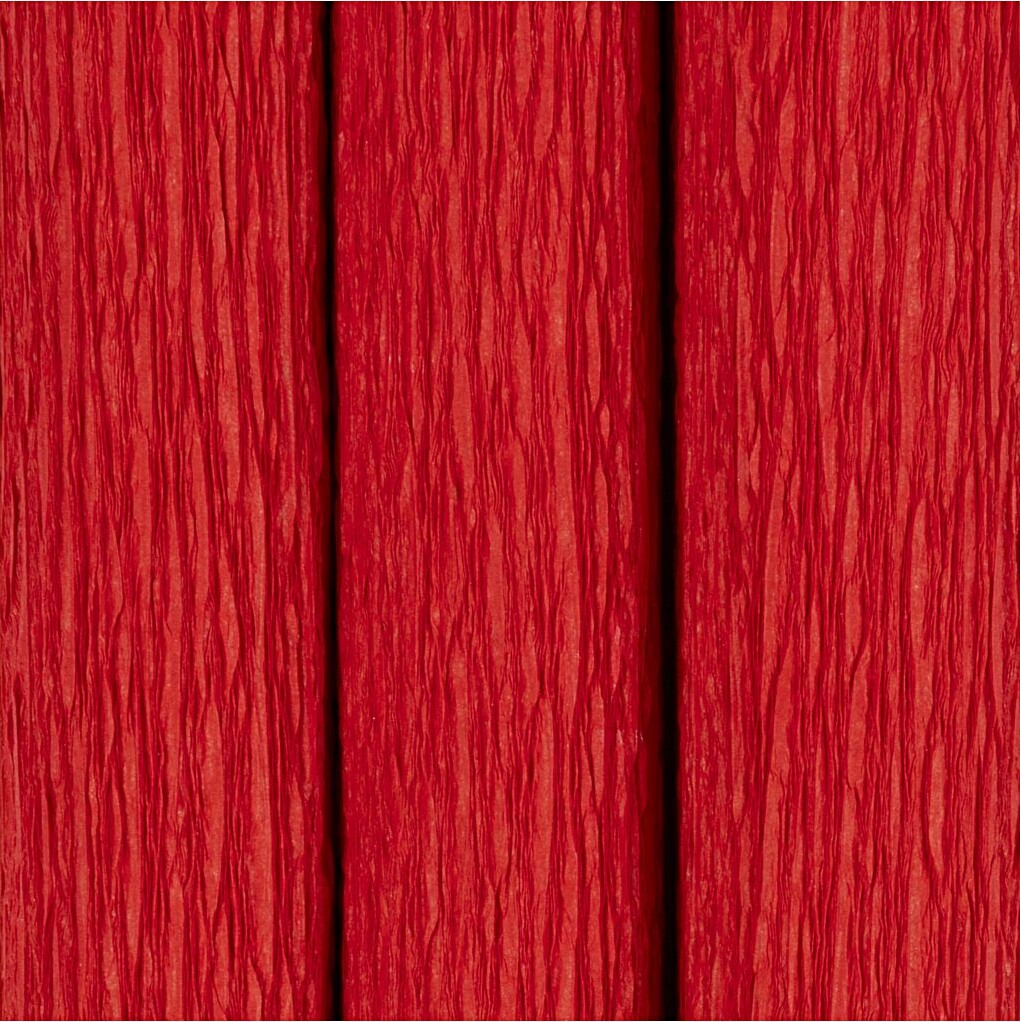 Crepepapir - 25X60 CM - Stræk/Crepe 180% - 105 G - Rød - 3 Ark