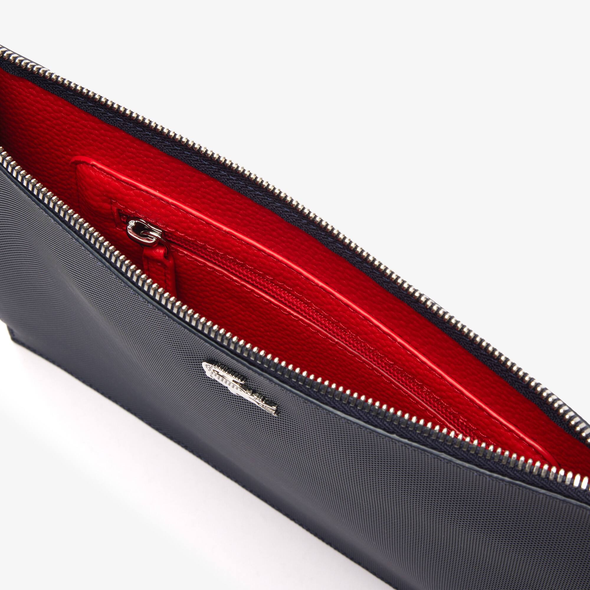 Pochette zippée unisexe Anna en toile enduite piquée Portefeuilles & Petite Maroquinerie - Bleu - Lacoste - Unisex