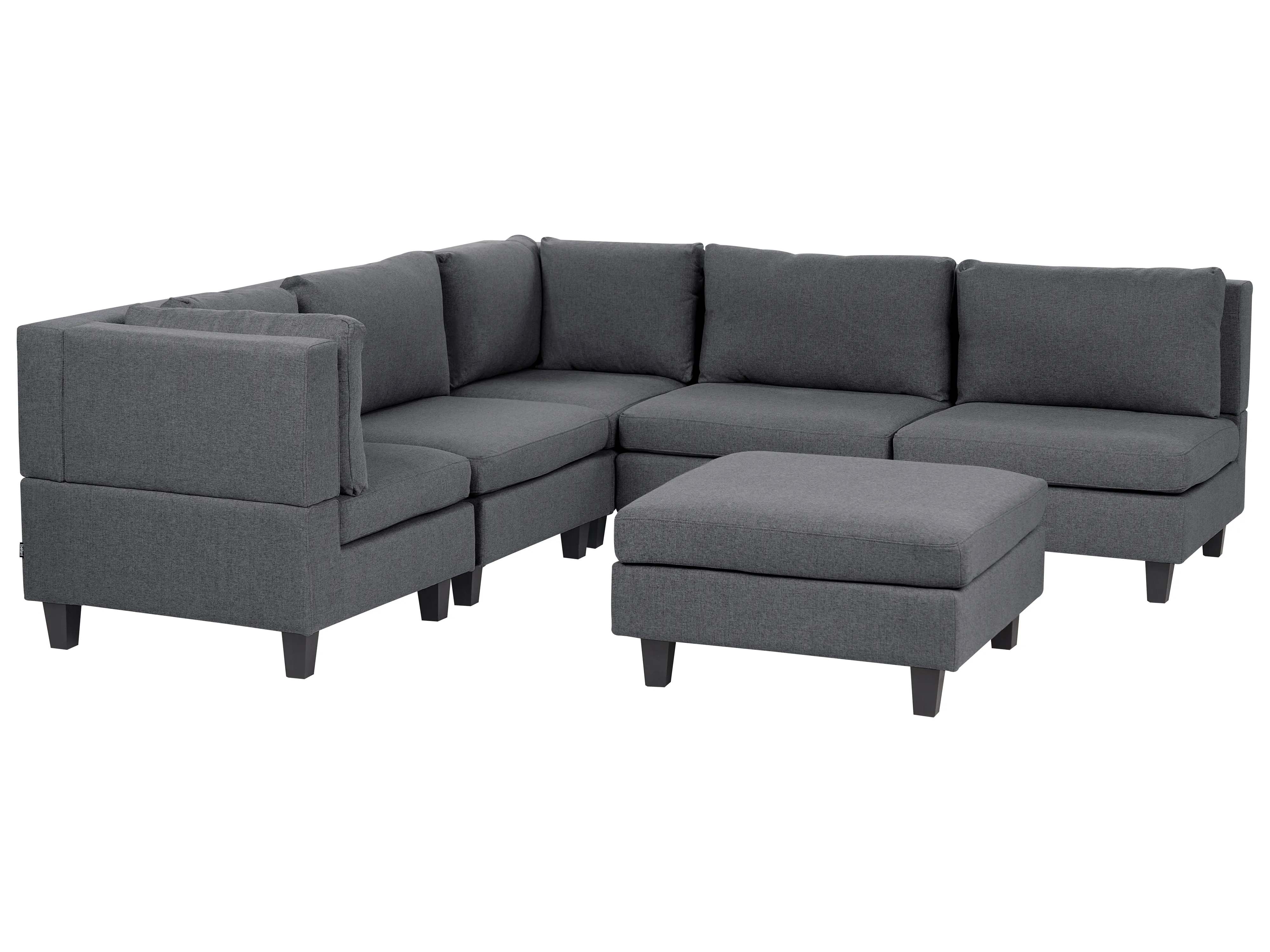 Modulaire hoekbank 5-zits UNSTAD Stof Donkergrijs met ottomaan rechtszijdig