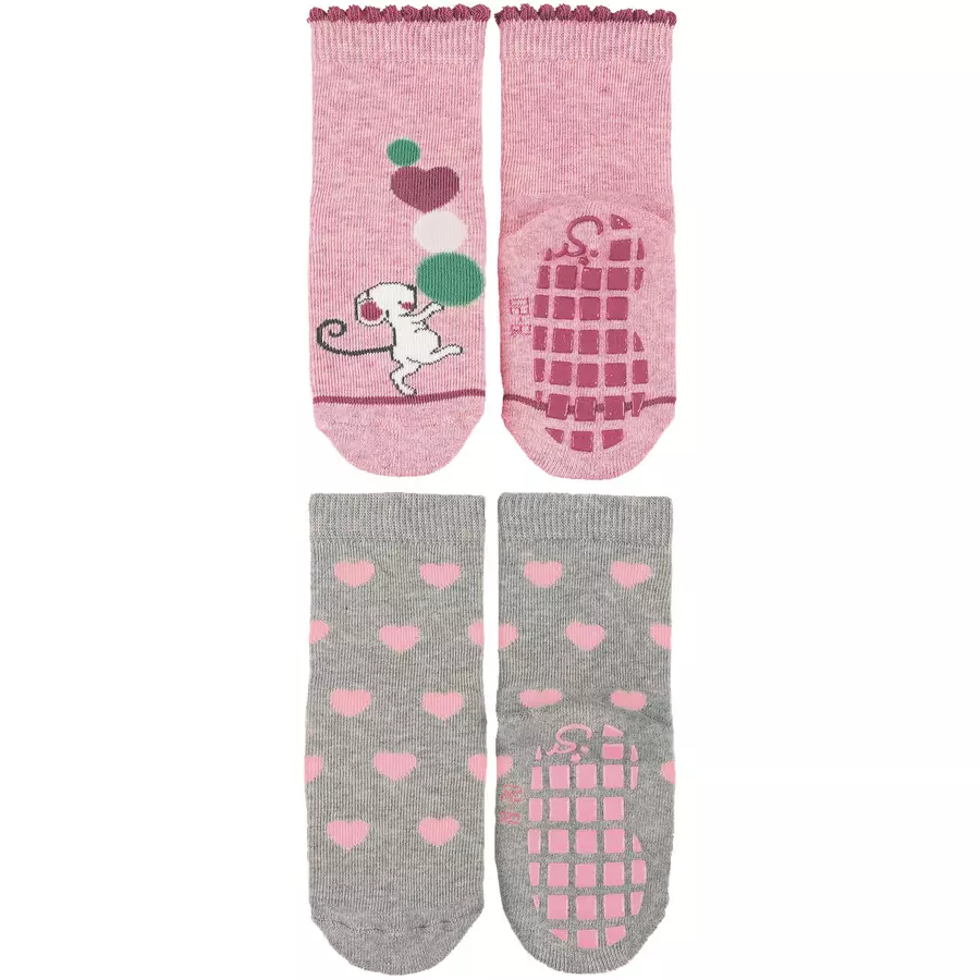 Sterntaler ABS-Söckchen Doppelpack Maus und Herzen rosa melange