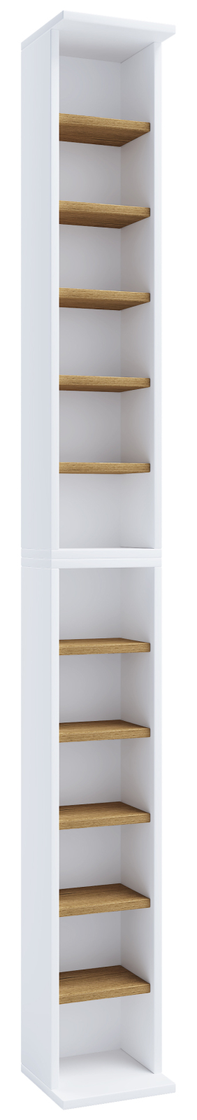 CD Regal BIGOL - weiß-Honig Eiche - 21 cm breit - für 204 CDs - erweiterbar