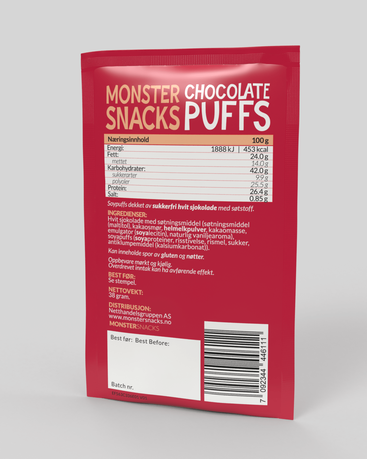 Monster Maltesers - dekket med sukkerfri Hvit Sjokolade 3x38g - TREPAKNING!