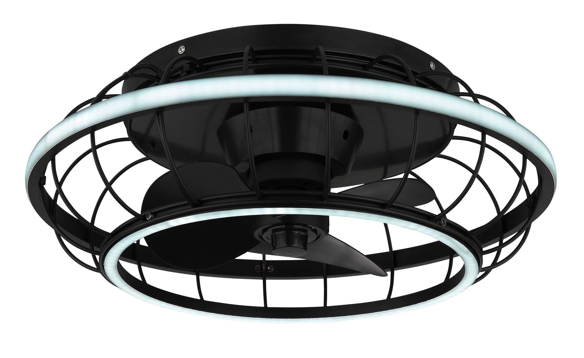 GLOBO LED Deckenlampe Leonhard mit Ventilator Schwarz /Opalweiß 50x50cm H18cm