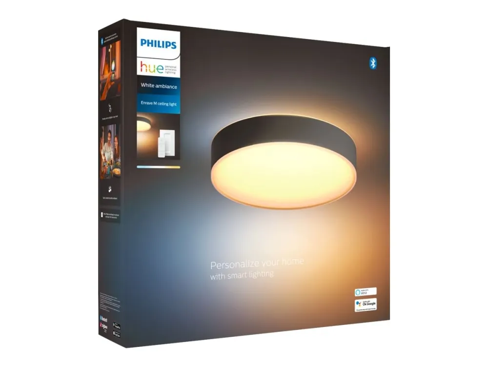 Philips Hue White ambiance Enrave Medium - Loftslampe - LED - 19.2 W - køligt hvidt/varmt hvidt lys - 2200-6500 K - sort