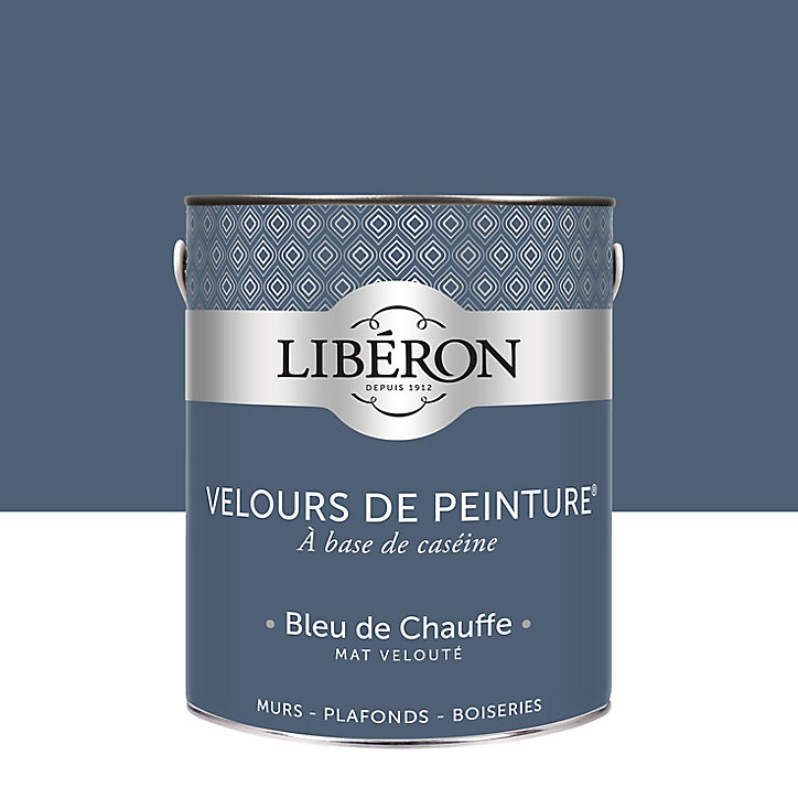 Peinture murs, plafonds et boiseries Velours de peinture bleu de chauffe Libéron 2,5L