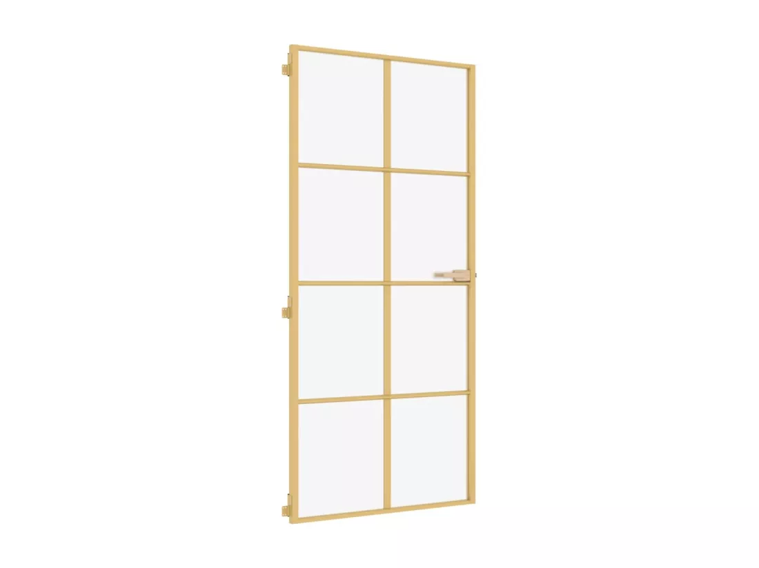 Porte intérieure mince doré 93x201,5 cm verre trempé aluminium