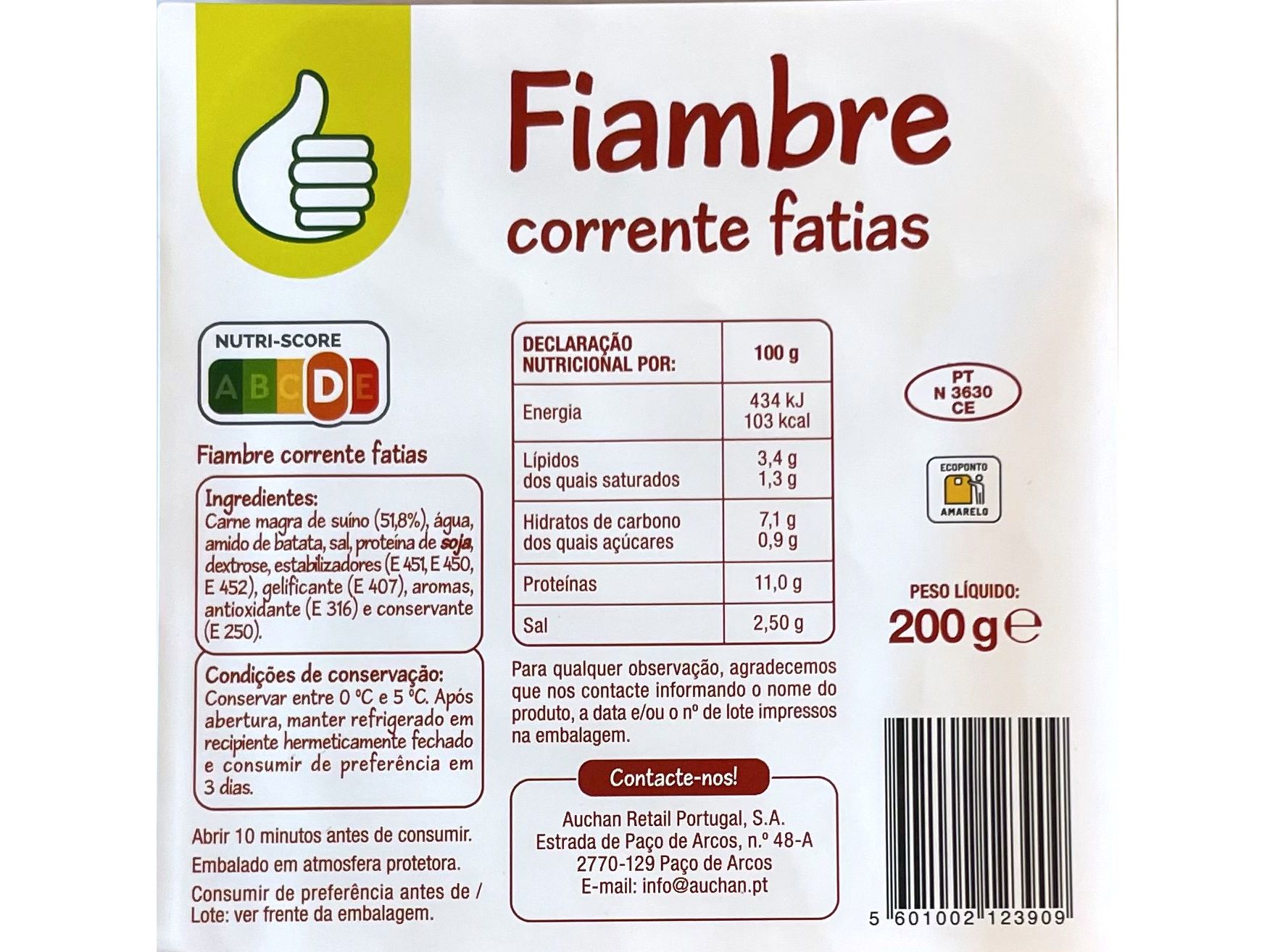FIAMBRE CORRENTE POLEGAR FATIAS 200G