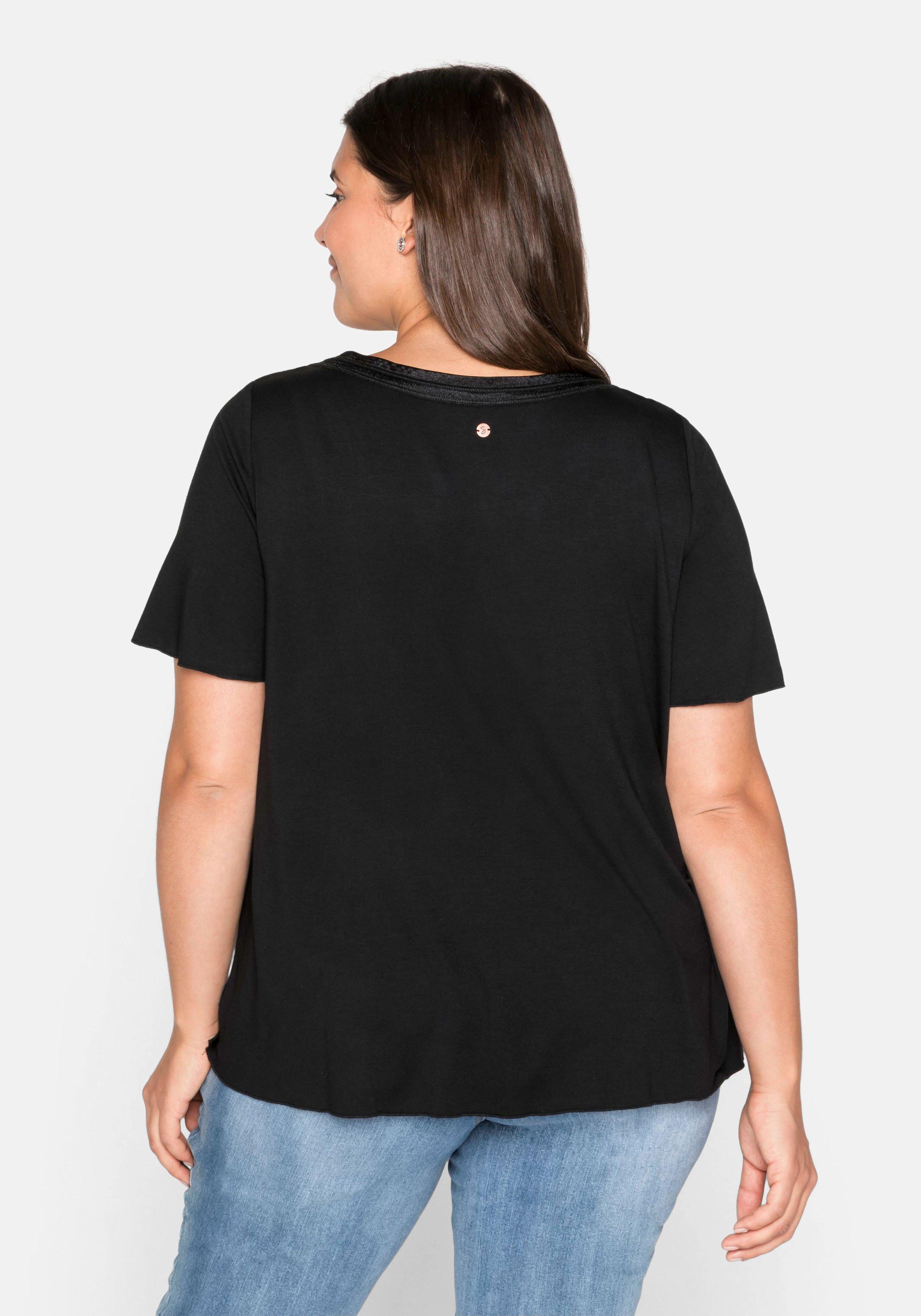Shirt in A-Linie mit dekorativer Blende, aus Viskose-Jersey