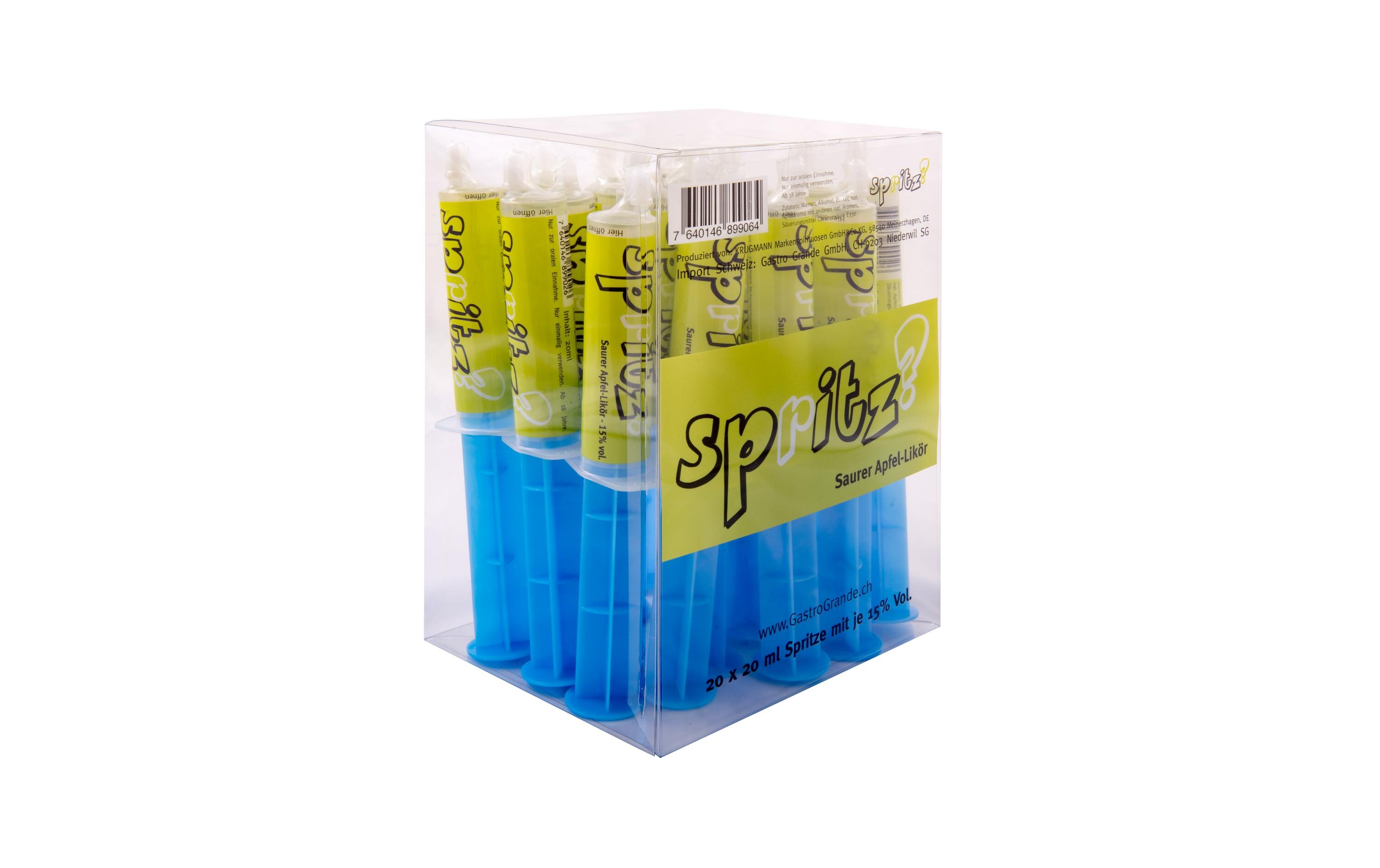 spritz? Saurer Apfel-Likör 20 x 20 mlFruchtige Spirituosen Spezialität in Plastikspritzen