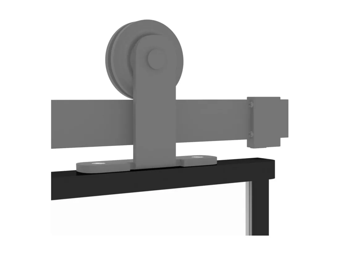 Porte coulissante noir 76x205 cm verre trempé aluminium