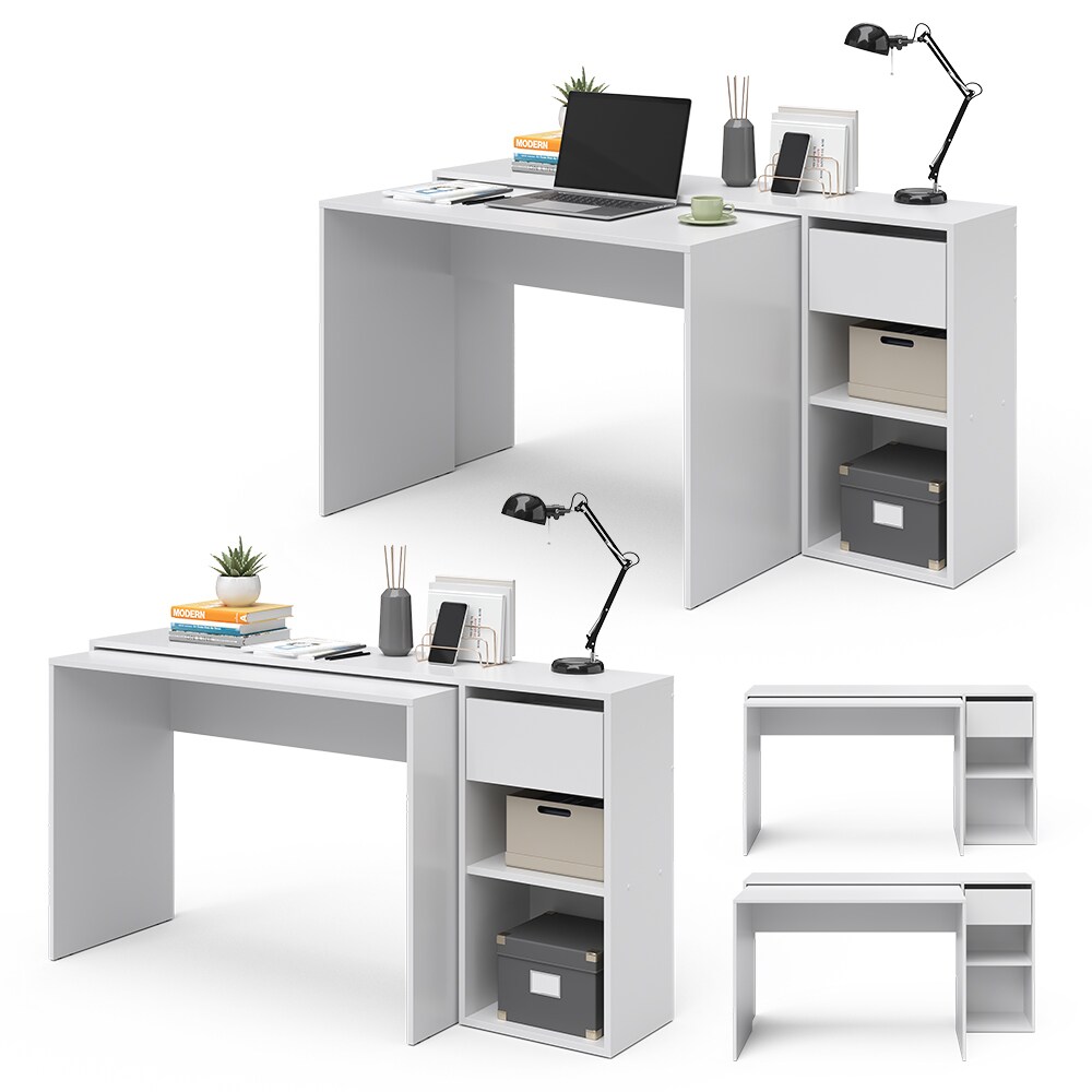 Vicco Schreibtisch Ben Weiß Computertisch ausziehbar Arbeitstisch Bürotisch