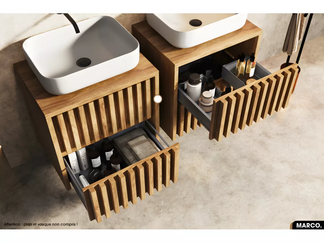 Meuble sous vasque - version tiroirs | MARCO | OAK | 100 x 56 x 45 cm