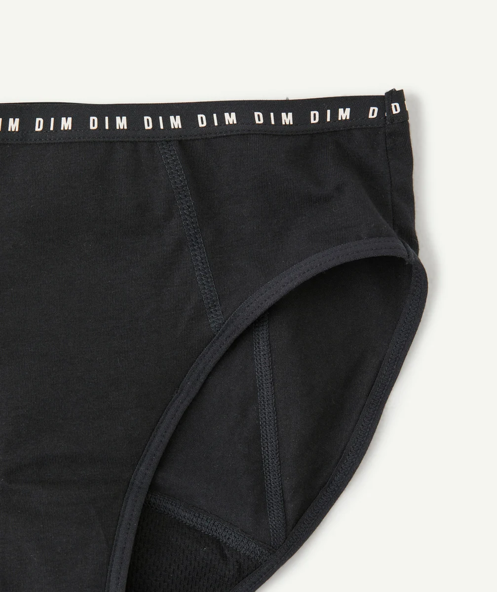 DIMCULOTTE MENSTRUELLE FILLE EN COTON BIO NOIR FLUX ABONDANT