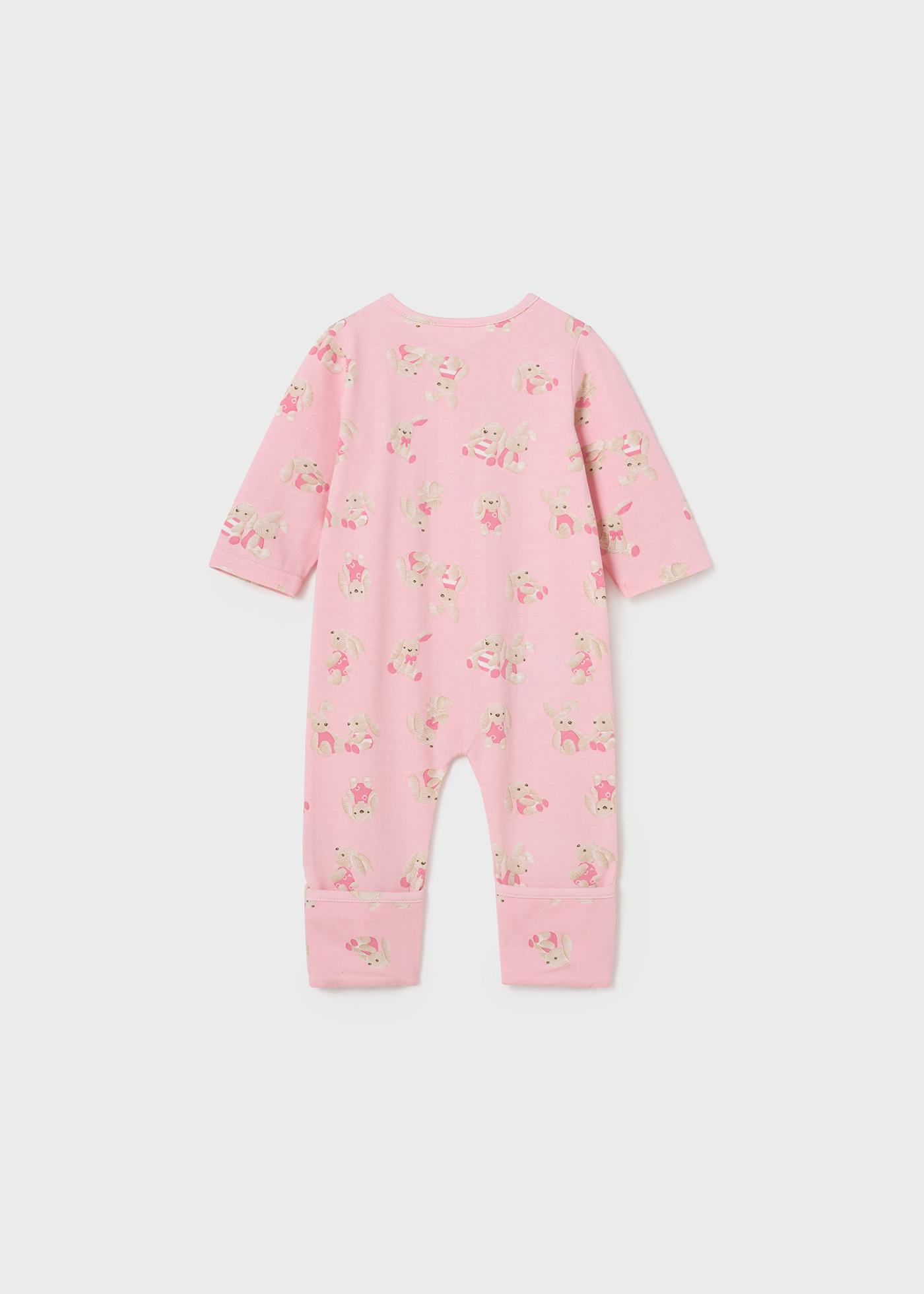 Macacão longo estampado Better Cotton para recém-nascidos, rosa.
