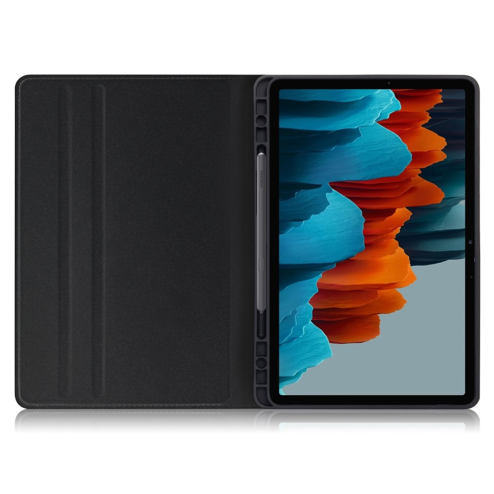 Samsung Galaxy Tab S8 / Tab S7 Vintage Leder Tasche Smart Case Hülle S-Pen Halterung - Schwarz