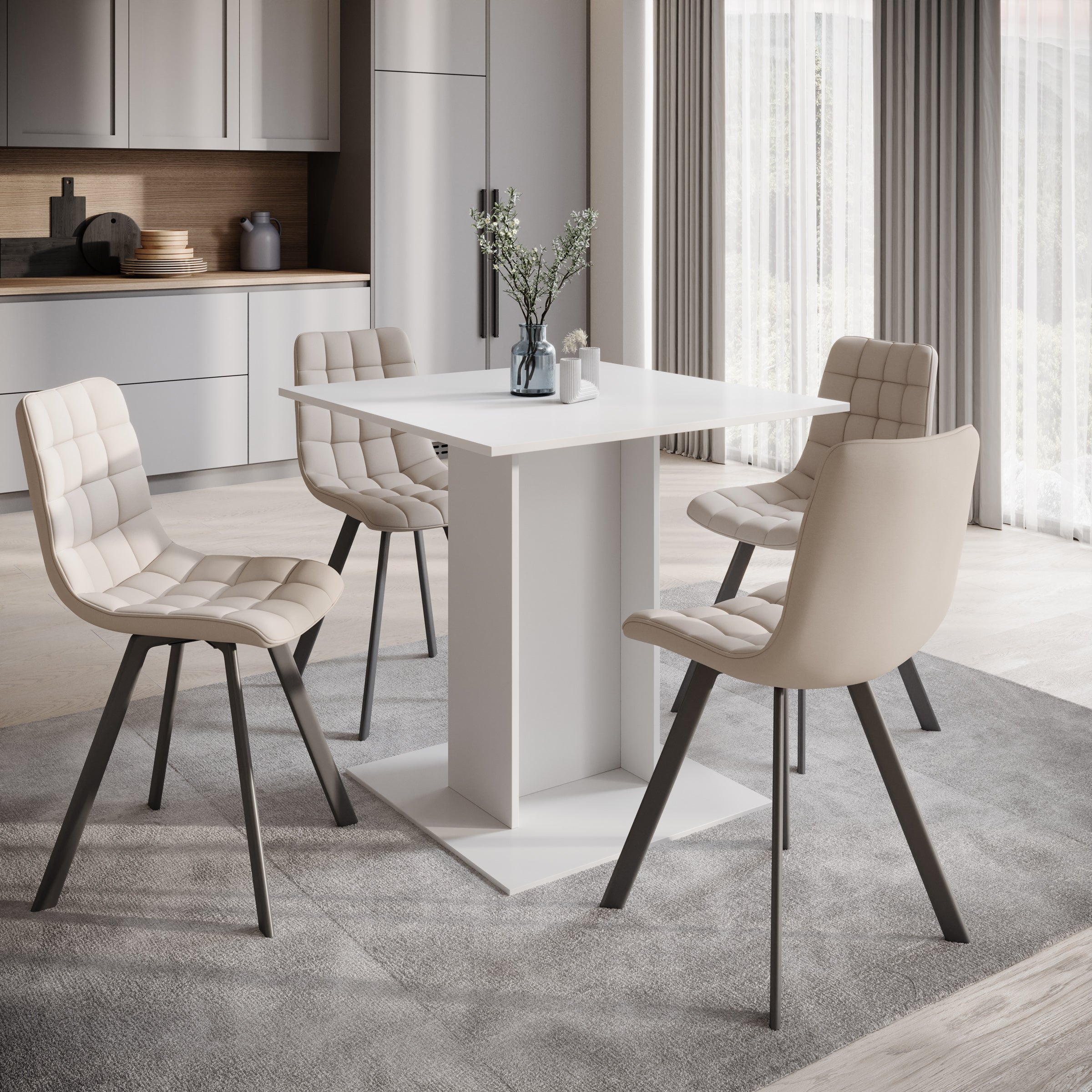 Cova - Eetkamertafel - Wit - 80x80x76 cm