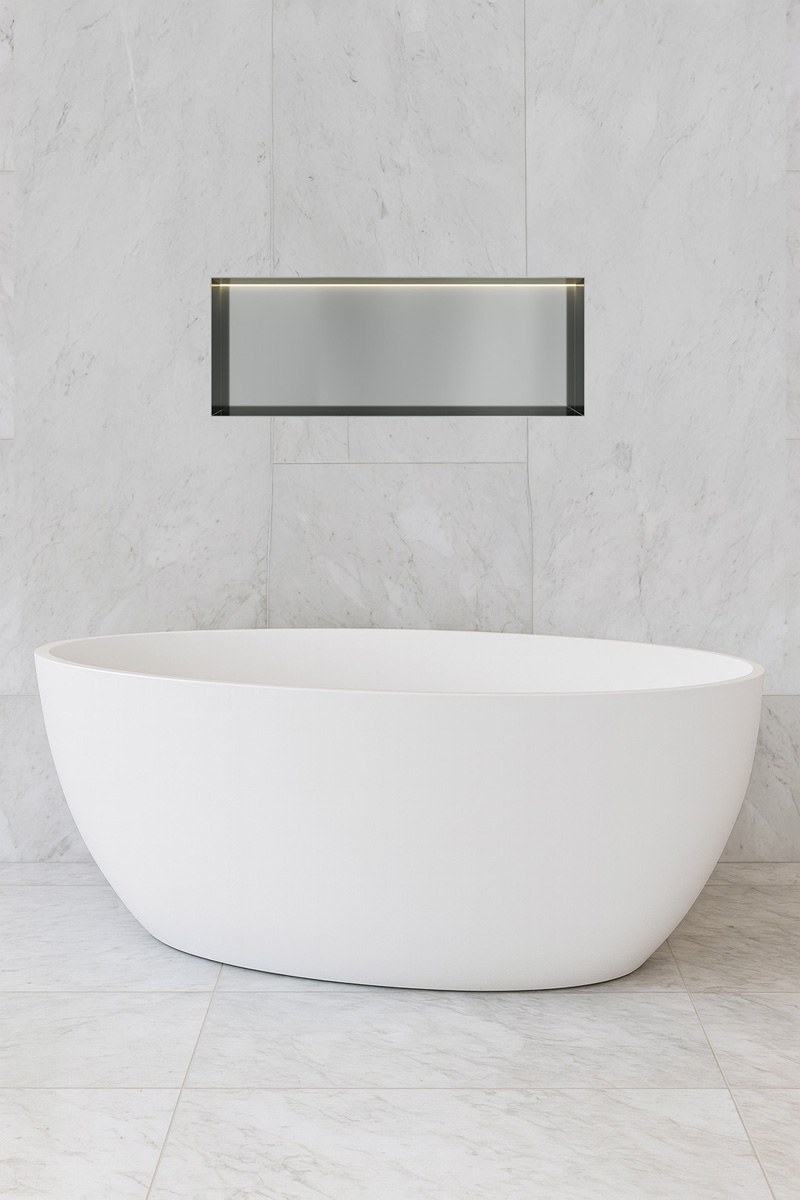 Hotbath &More frameless inbouwnis met verlichting 30x80x10cm RVS