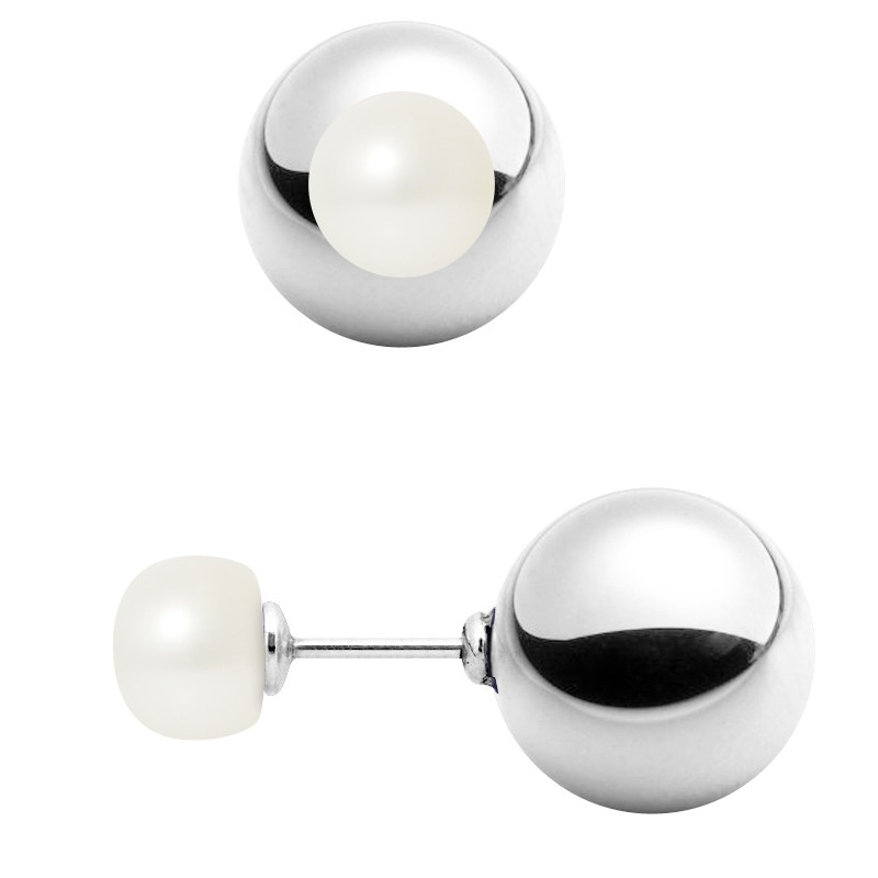 Boucles d'oreilles Perles de culture Blanche et Argent 925