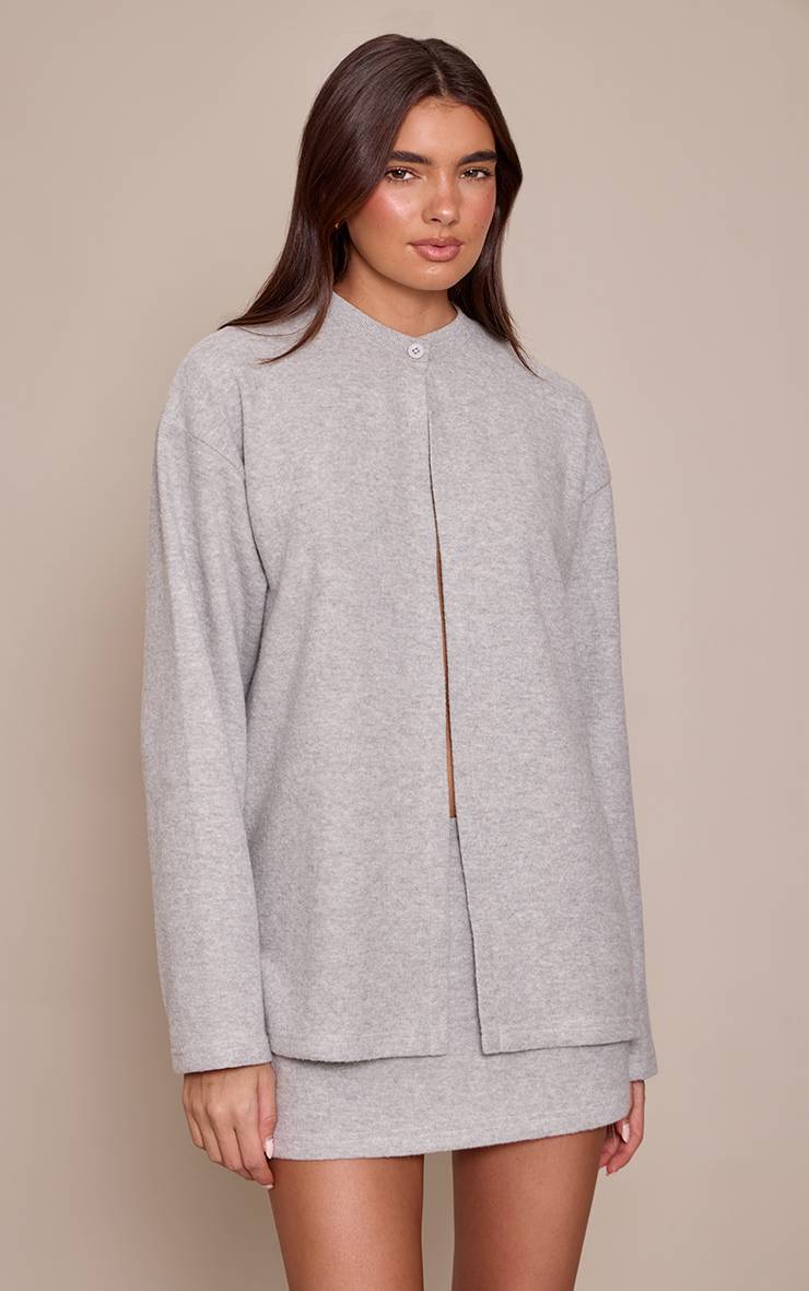 Gris Mini-jupe Taille Mi-haute Super Douce Ensemble Coordonné