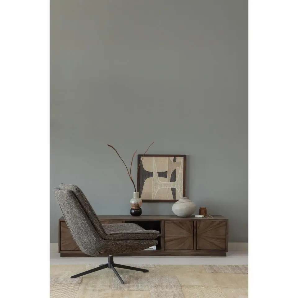WOOOD Anno Wanddeco - Katoen/Hout - Naturel/Bruin - 90x60x10