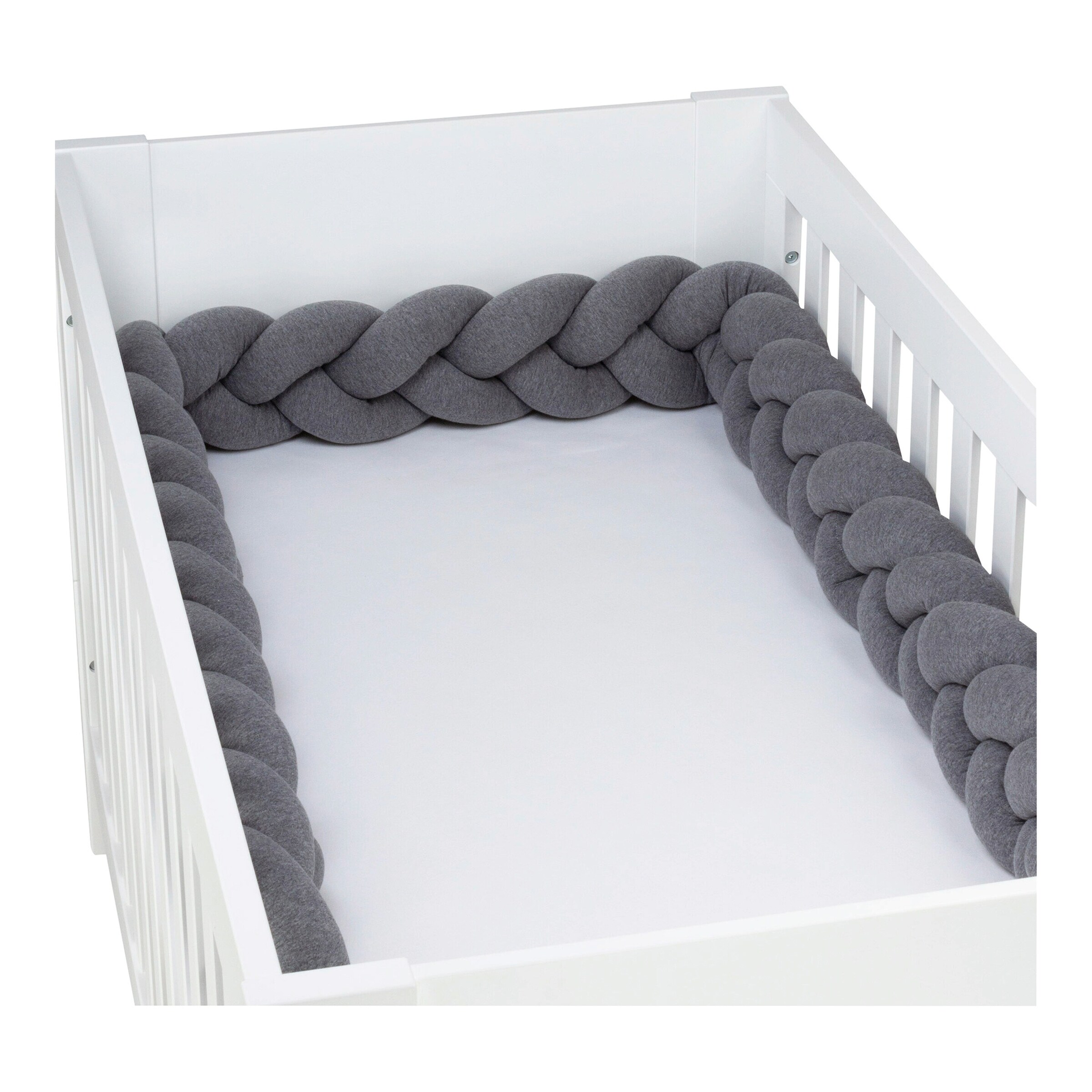 babybay® Nestchenschlange Jersey geflochten 280 cm dunkelgrau meliert