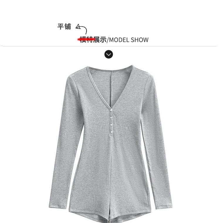Shira - Romper met lange mouwen en V-hals