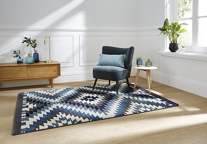 Tapis moderne Gypsy bleu l.100 x L.150 cm