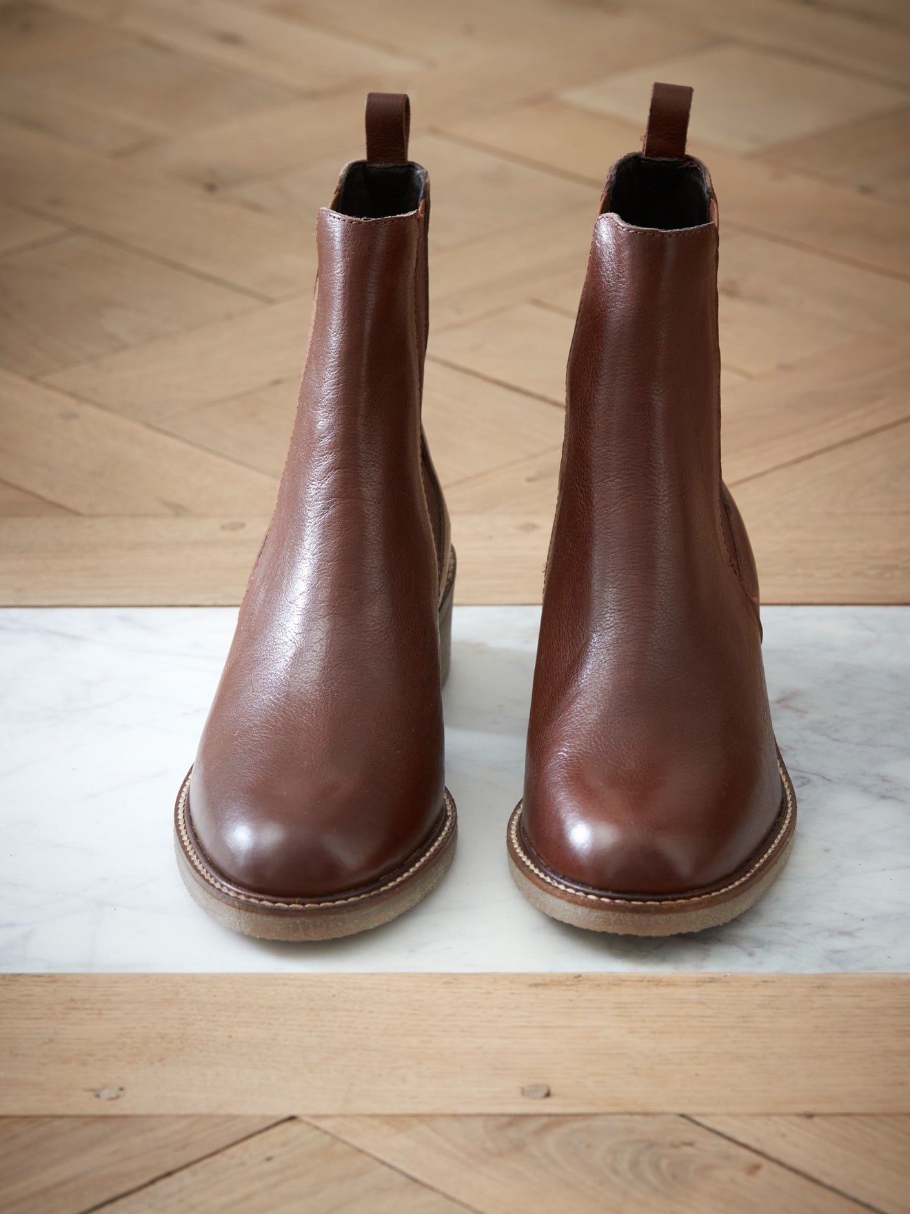 Boots chelsea cuir femme tige haute
