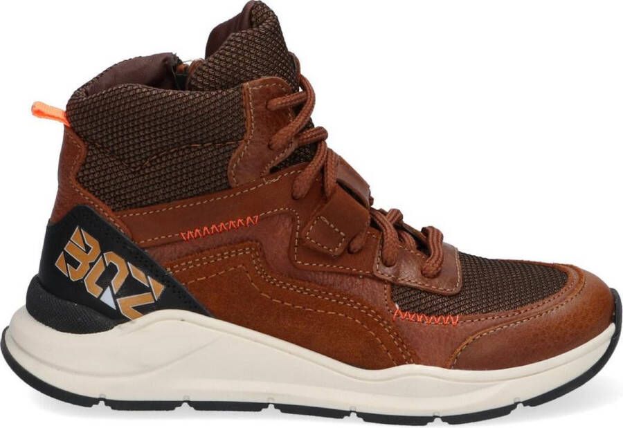Braqeez 421982 513 Hoge Sneakers Bruin Leer Veters