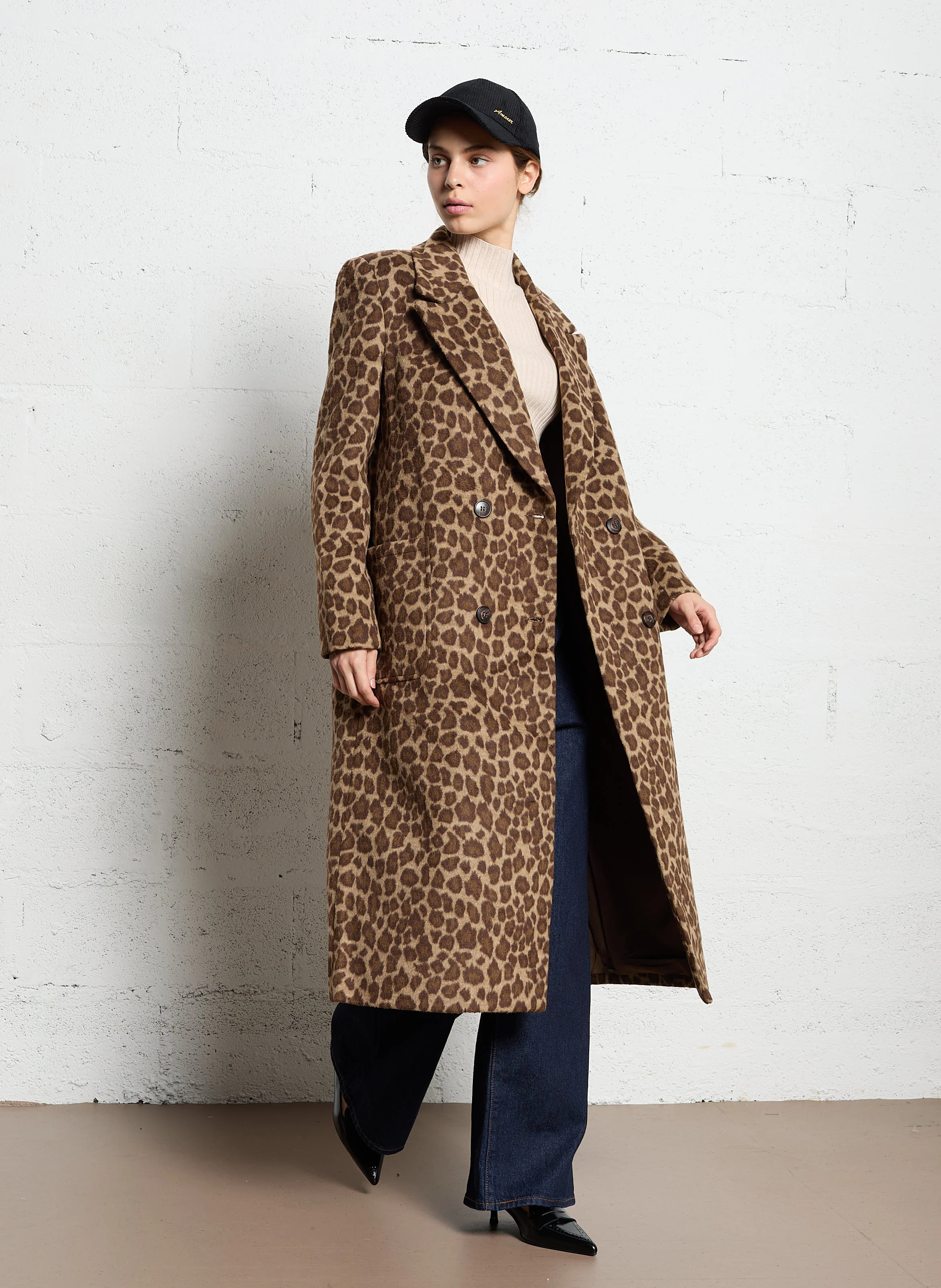 Manteau col tailleur| Marron