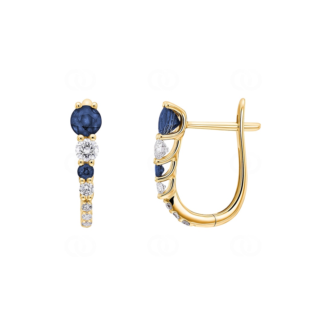 Kreolen 750/18 K Gelbgold mit Saphiren & Diamanten 0.25 ct H/si