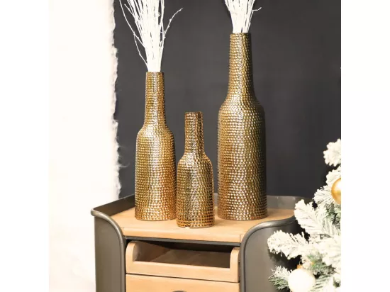 Vase en céramique doré 14 x 51 cm