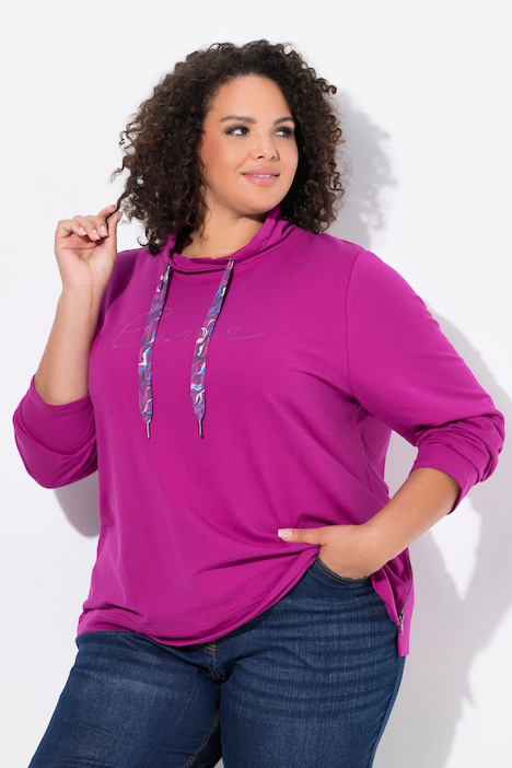 Sweatshirt, Stehkragen, Saum-Zipper, Langarm