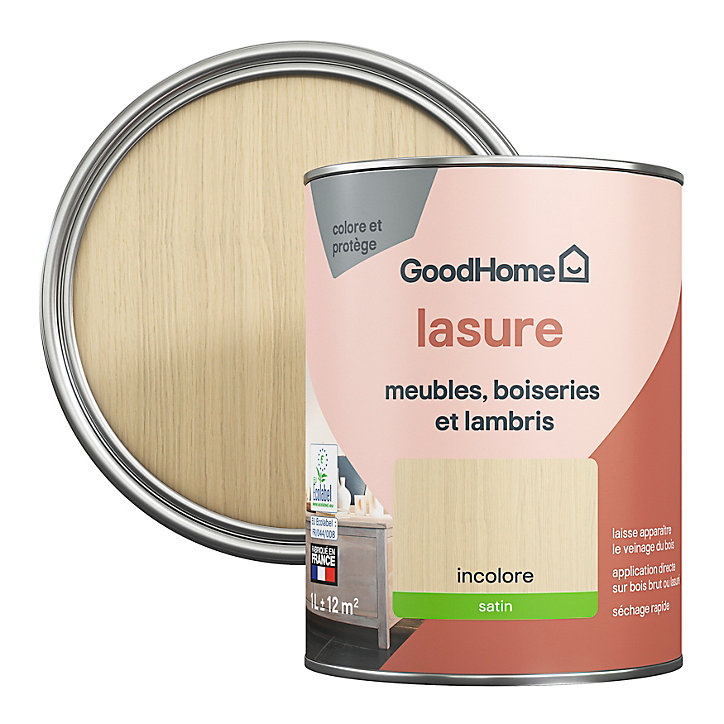 Lasure meubles, boiseries et lambris GoodHome incolore satin 1L