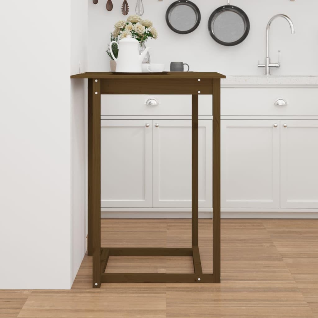Bartisch Honigbraun 80x80x110 cm Massivholz Kiefer Bartisch, Bistrotisch Bartheke für Hausbar, Wohnzimmer und Esszimme