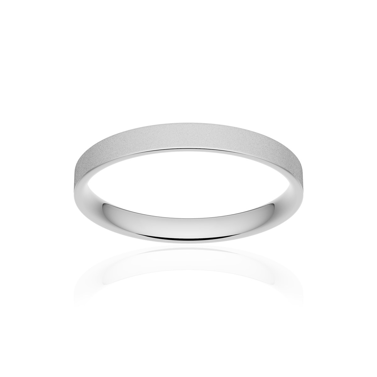 Alliance or 750 blanc sablé ruban plat confort 2,5mm