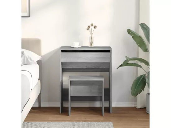 Coiffeuse et tabouret sonoma gris 60x40x113,5 cm