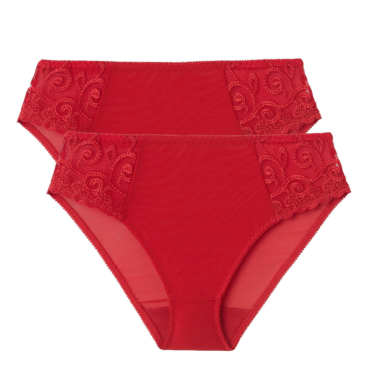 ANNE WEYBURN<br>Conjunto de 2 anáguas em tule transparente e tule bordado Lyssa