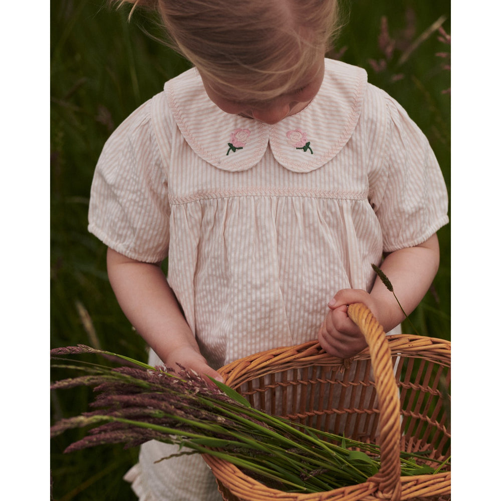 Køb COPENHAGEN COLORS Dusty Rose W Cream Stripe Seersucker Bluse W. Krave