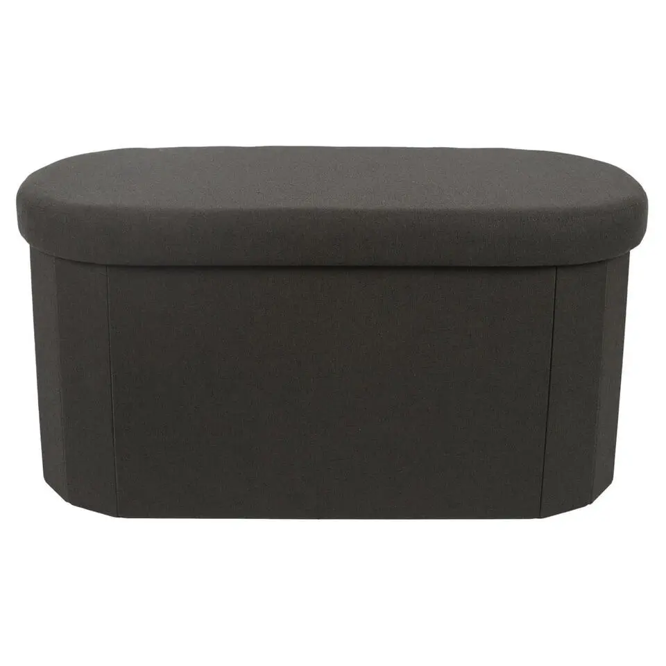 Home Deco - Poef - opbergbox - ovaal - zwart - 76 x 38cm
