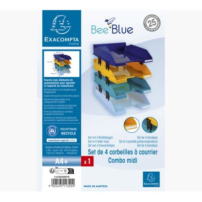 Exacompta BeeBlue - Lot de 4 corbeilles à courrier - couleurs assorties