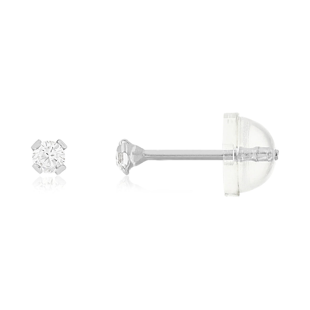Boucles d'oreilles or 375 blanc zirconia