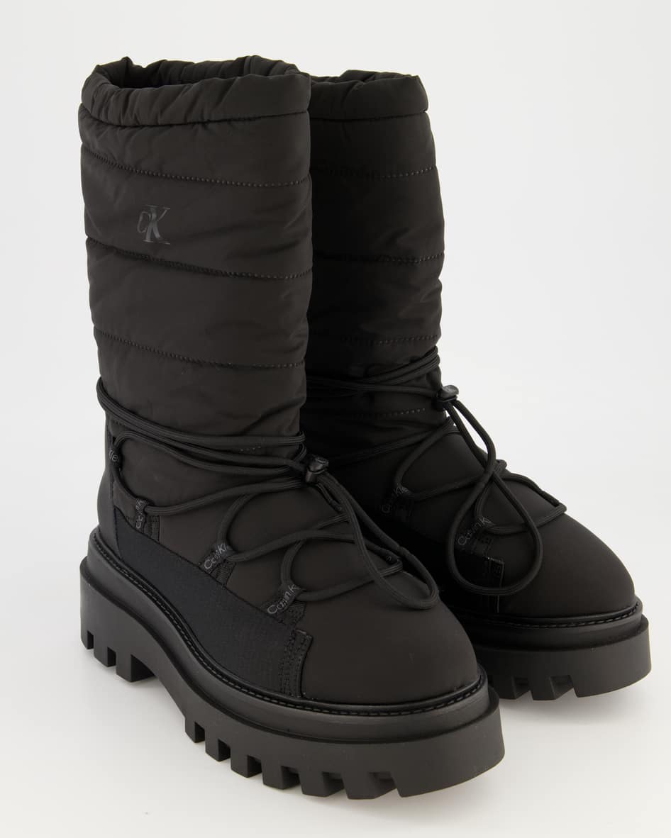Calvin Klein Jeans Flatform Snow Boot Nylon Winterstiefel in Schwarz