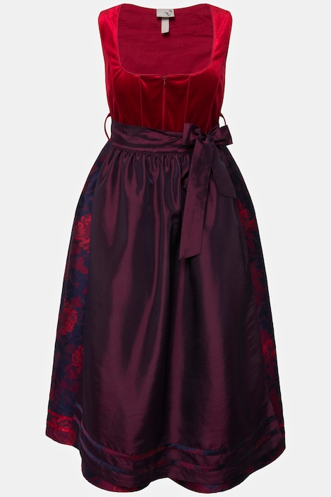 Dirndl, Blüten, Carree-Ausschnitt, Two-Tone-Schürze