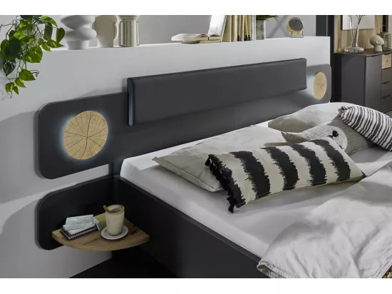 Ensemble de chambre à coucher complète coloris graphite, rechampis imitation bois