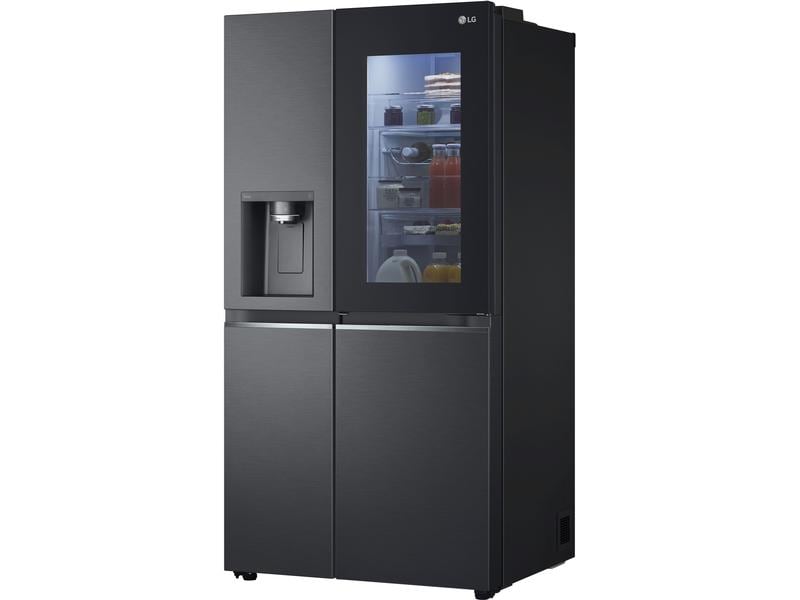 LG Foodcenter GSXV90MCDE Matte Black Steel Side by Side Kühlgerät mit Fenster und Innenbeleuchtung